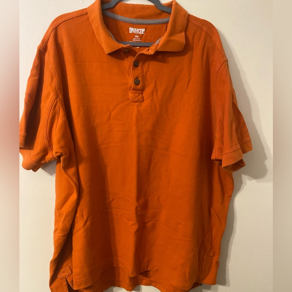 Mens Orange Heavyweight 100%‎ Cotton Duluth Trading Co Polo Shirt XXL 2XL